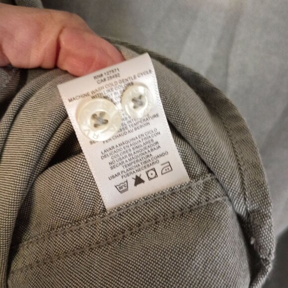 RVCA Mens Slim Fit Long Sleeve Oxford Shirt Gray Cotton Button Down Size L - Picture 3 of 10